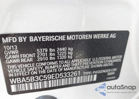 2014 BMW 535 xDrive from USA, damaged, VIN WBA5B3C59ED533261